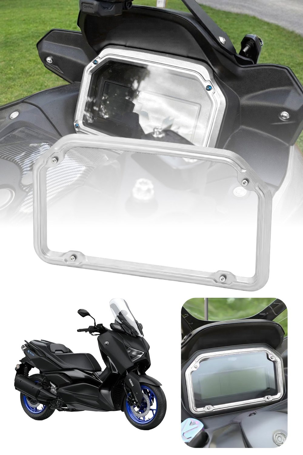 Yamaha Xmax Uyumlu Kadran Koruma Çerçevesi 2025-2026 Cnc Gümüş