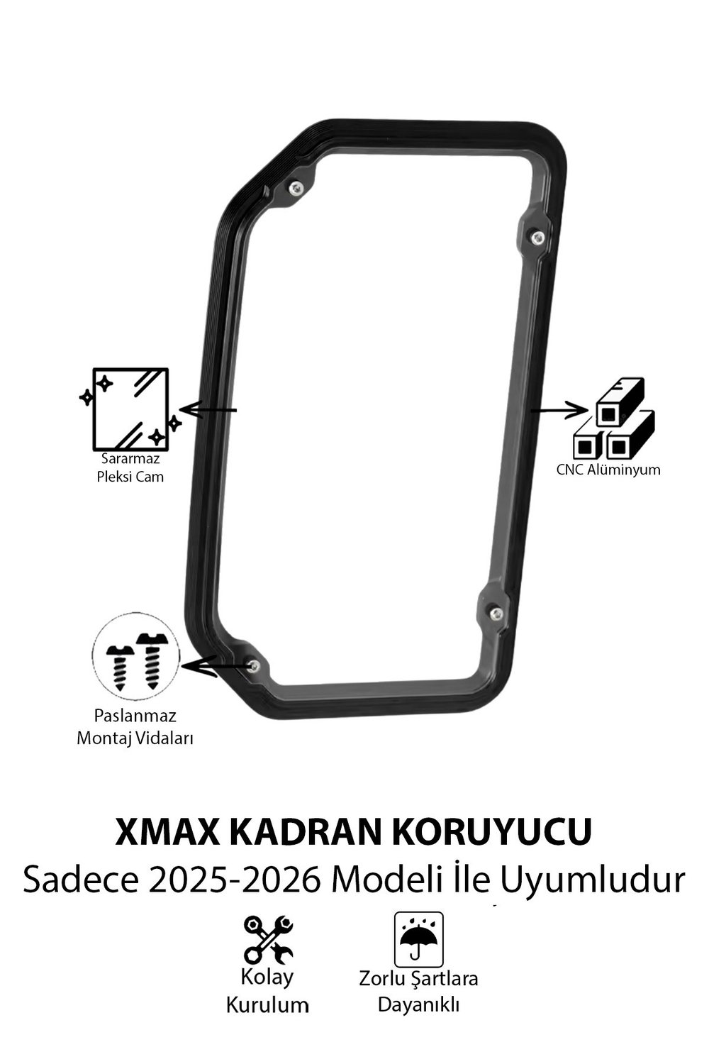 Yamaha Xmax Uyumlu Kadran Koruma Çerçevesi 2025-2026 Cnc Siyah