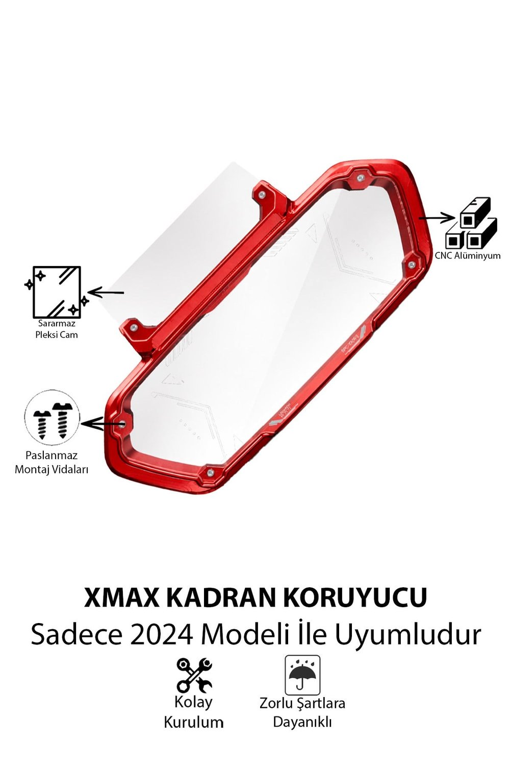Yamaha Xmax Uyumlu Kadran Koruma Çerçevesi 2024 Cnc Kırmızı