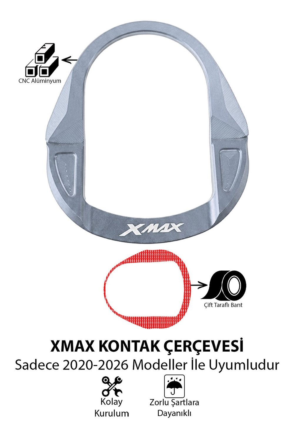 Yamaha Xmax Uyumlu Kontak Çerçevesi 2020-2026 Cnc Titanyum