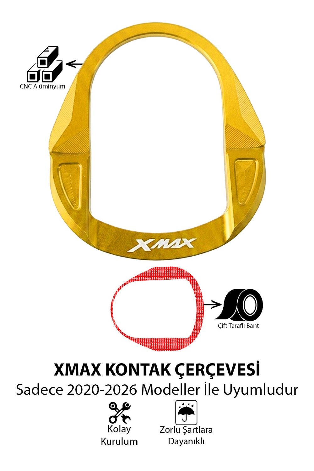 Yamaha Xmax Uyumlu Kontak Çerçevesi 2020-2026 Cnc Gold