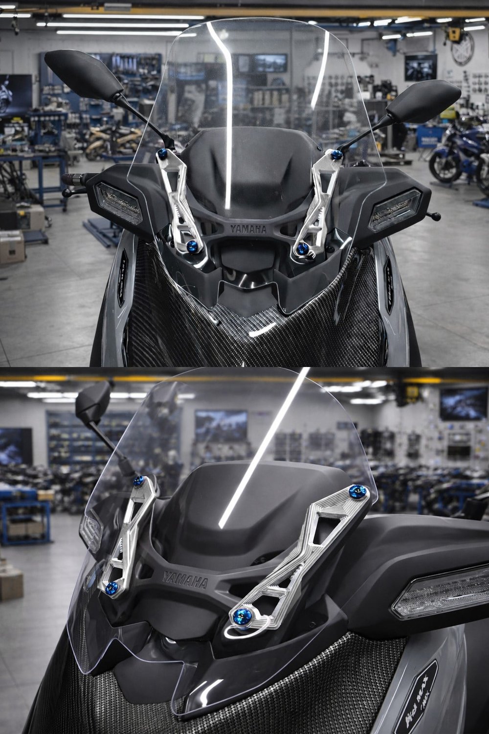 Yamaha Xmax Uyumlu Ön Cam Braketi 2024-2026 Cnc Gümüş