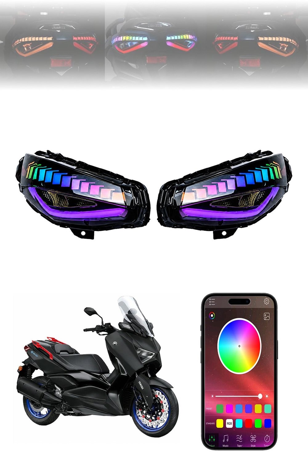 Yamaha Xmax Uyumlu Rgb Far Ledi 2024-2026 Telefon Kontrollü