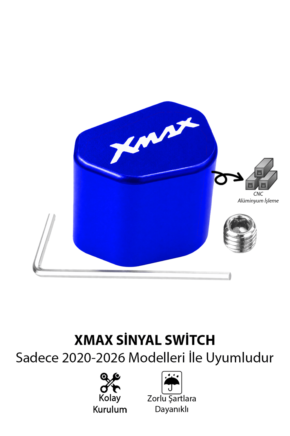 Yamaha Xmax Uyumlu Sinyal Switch 2020-2026 Cnc Mavi