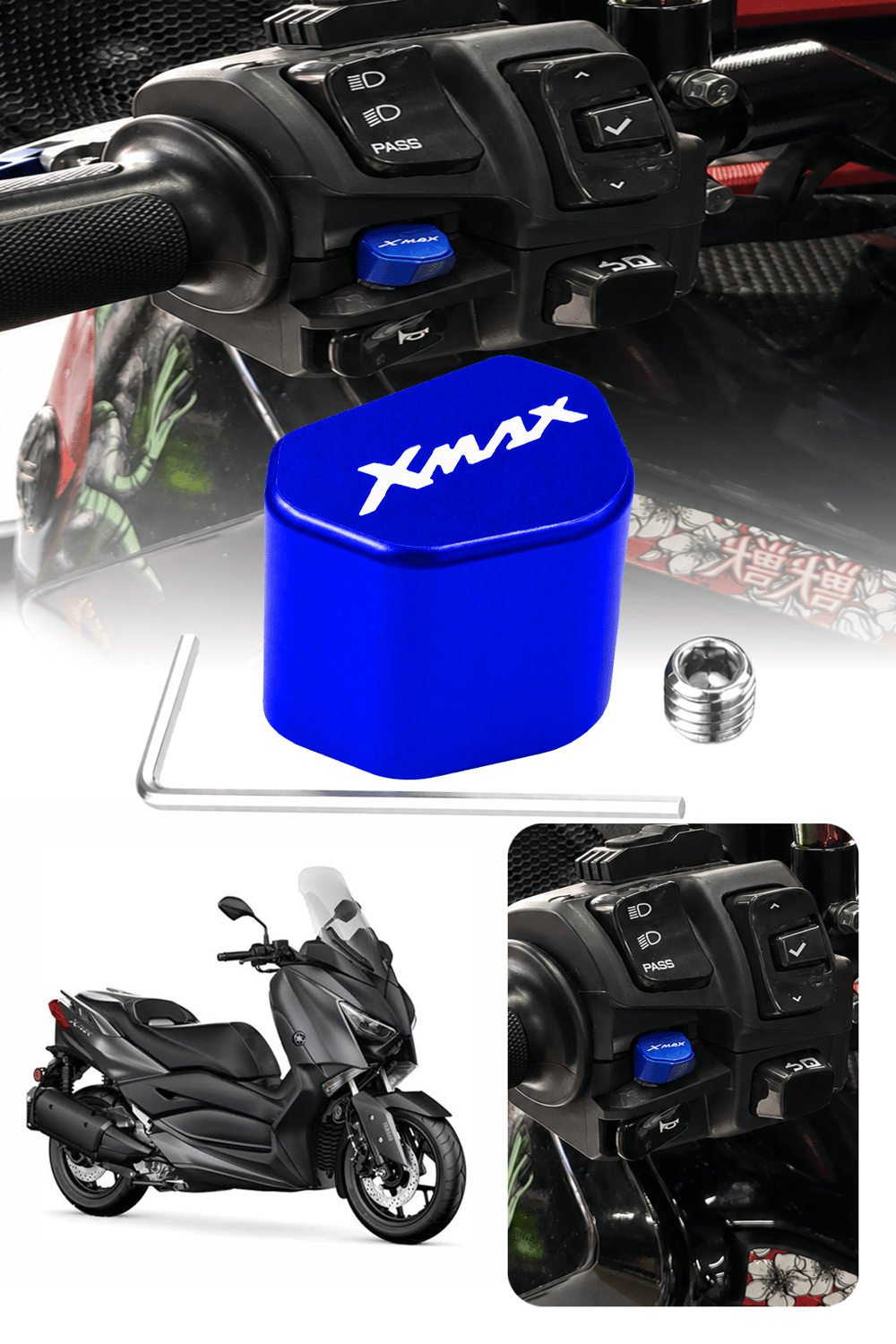 Yamaha Xmax Uyumlu Sinyal Switch 2020-2026 Cnc Mavi