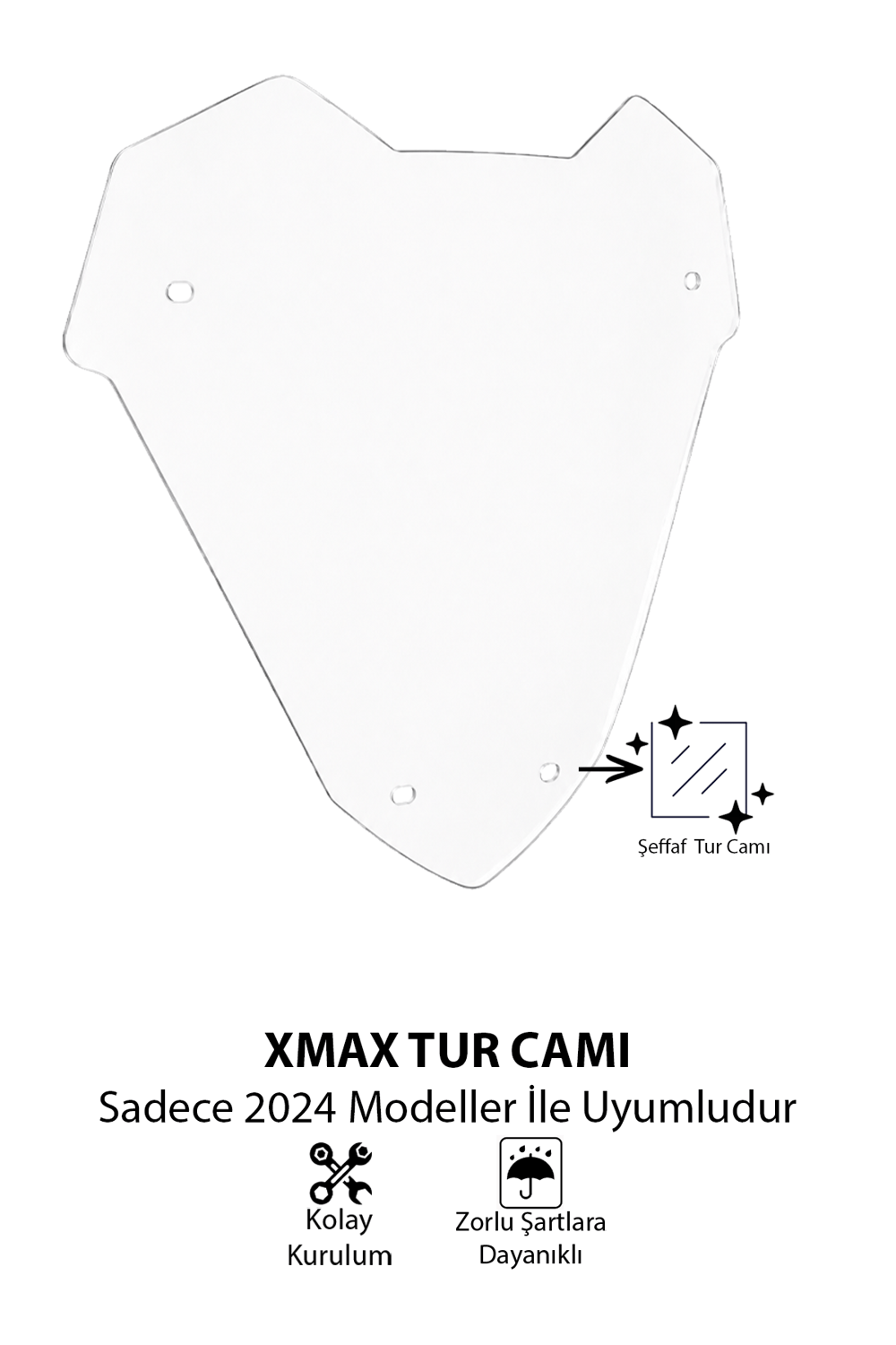 Yamaha Xmax Uyumlu Sport Tur Camı 2024 Şeffaf