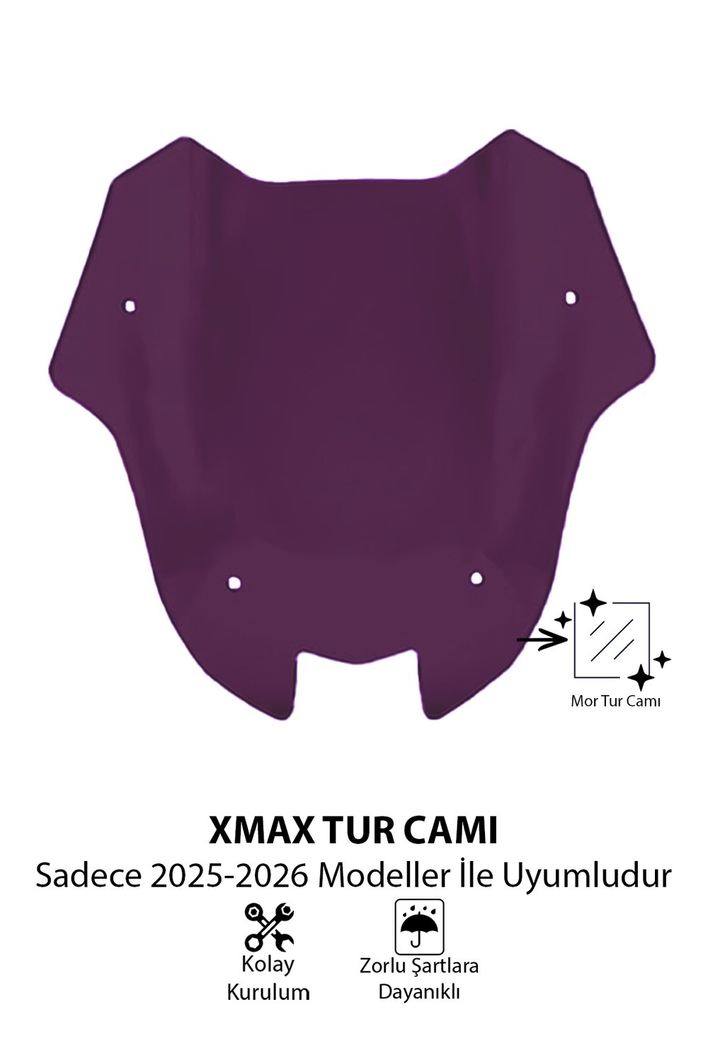 Yamaha Xmax Uyumlu Sport Tur Camı 2025-2026 Mor