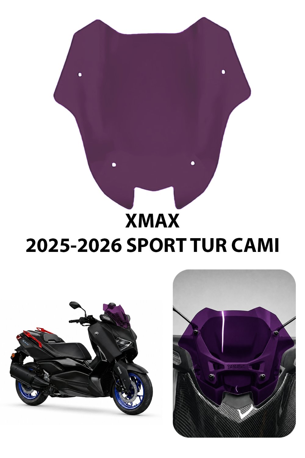 Yamaha Xmax Uyumlu Sport Tur Camı 2025-2026 Mor