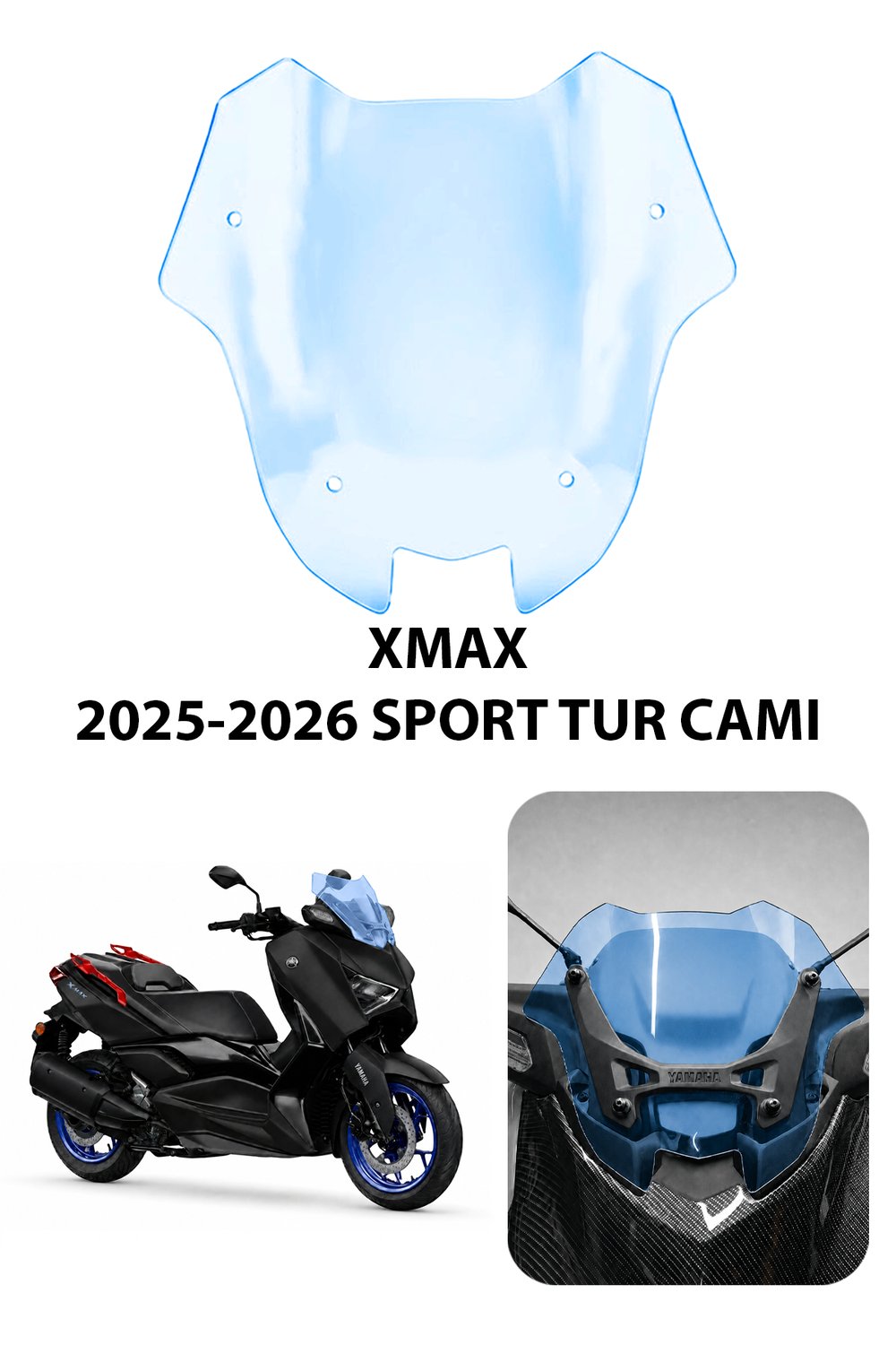 Yamaha Xmax Uyumlu Sport Tur Camı 2025-2026 Mavi