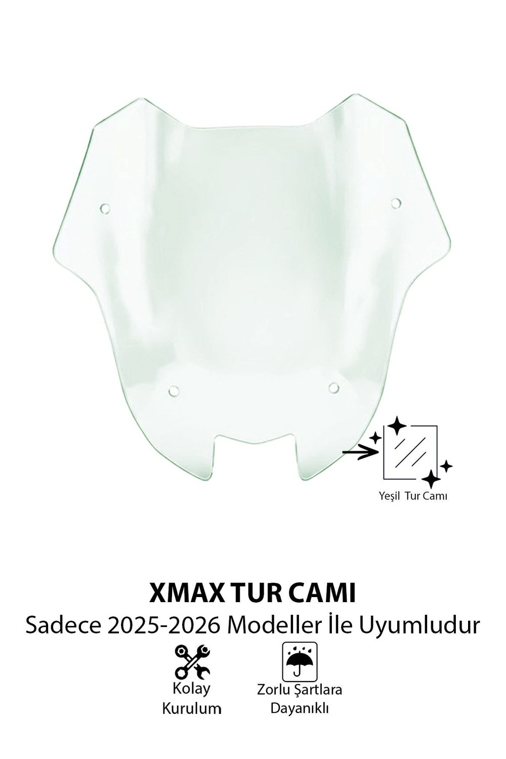 Yamaha Xmax Uyumlu Sport Tur Camı 2025-2026 Yeşil