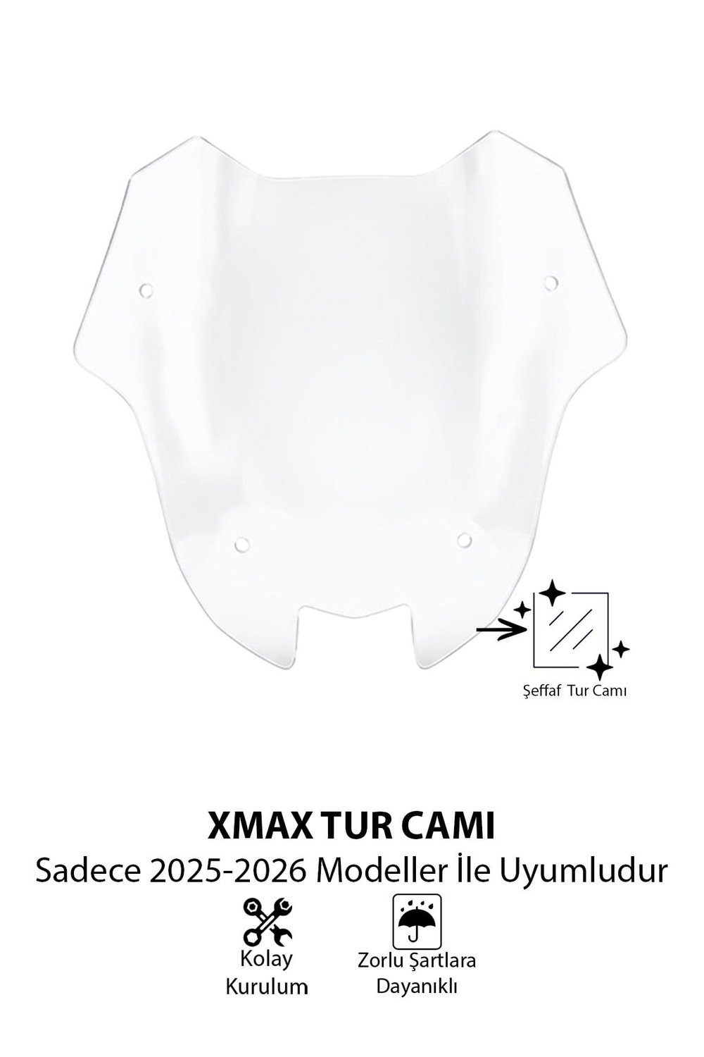 Yamaha Xmax Uyumlu Sport Tur Camı 2025-2026 Şeffaf