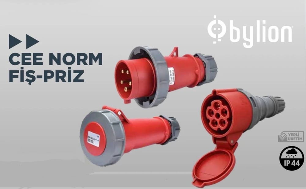 Bylion CEE Norm 32A 380V IP44 5K Düz Fiş 1060320031