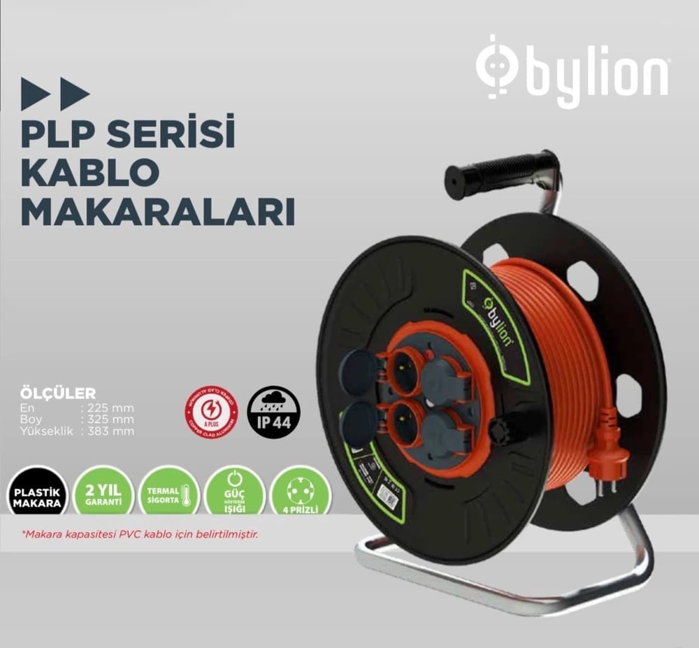 Bylion Plp Serisi Kablo Makarası Plastik Makara 70m Kapaklı 3x2,5mm Ttr Kablo 197-303-1370