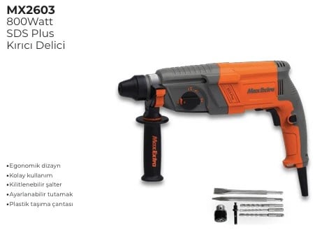 MAX EXTRA ELEKTRİKLİ SDS PLUS KIRICI-DELİCİ 800W MX2603