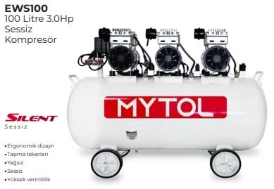 MYTOL KOMPRESÖR SESSİZ 100 LİTRE 3.0HP EWS100