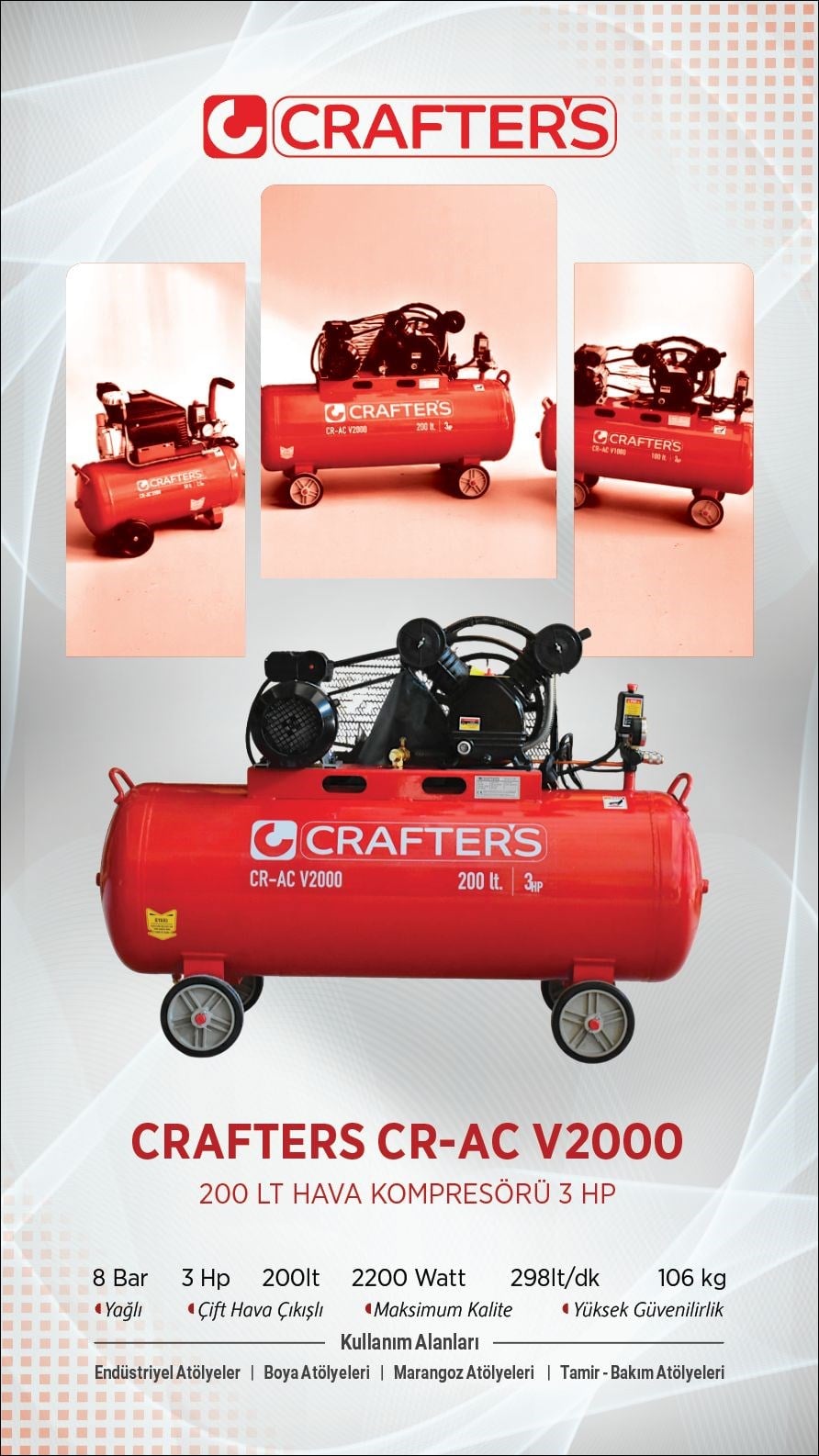CRAFTERS KOMPRESÖR 200LT 3HP