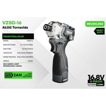 VOLTZ VZSD-16 AKÜLÜ TORNAVİDA 16,8V-2AH