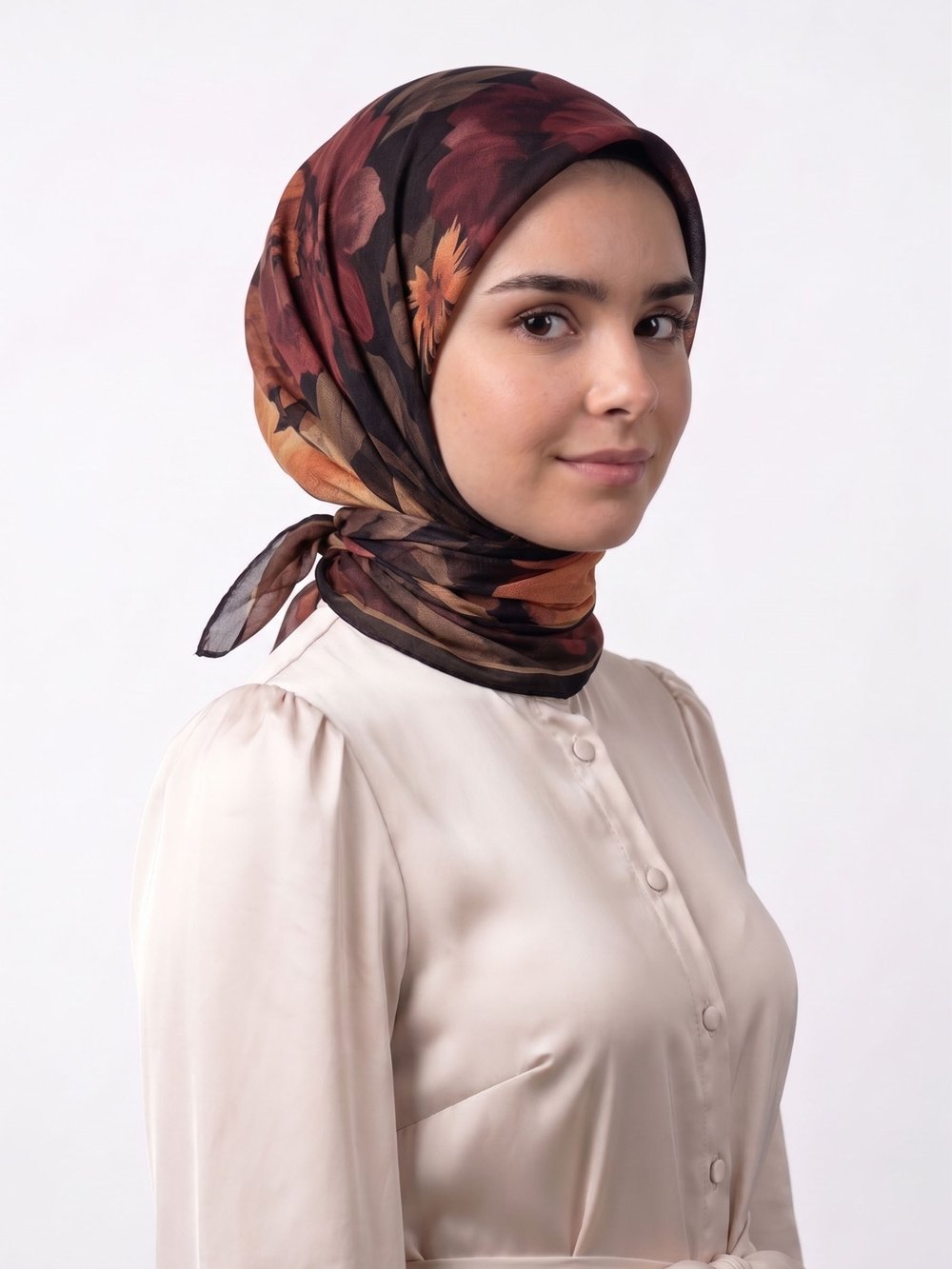 Desenli Pamuk Eşarp - Amber