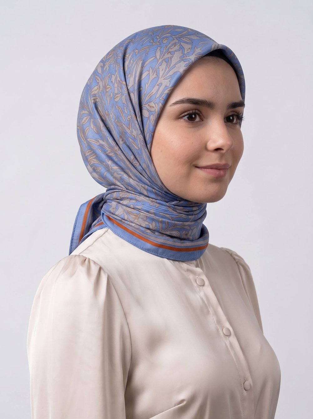 Düz Mavi Eşarp - Deniz