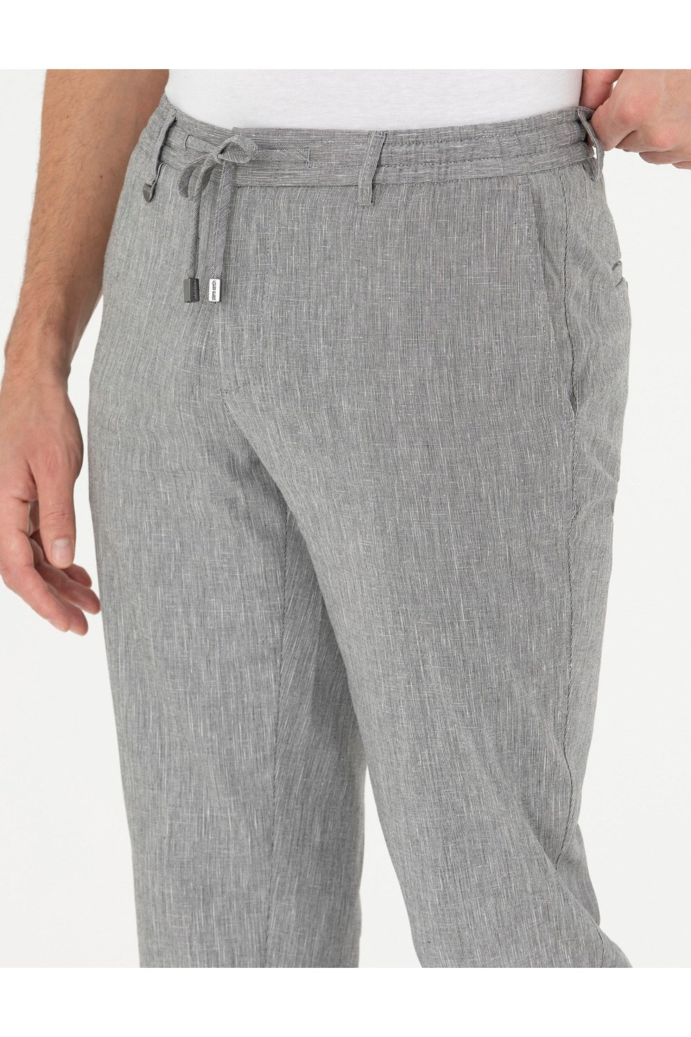 Gri Ex. Slim Fit Keten Karışımlı Kumaş Pantolon 50284934-VR024