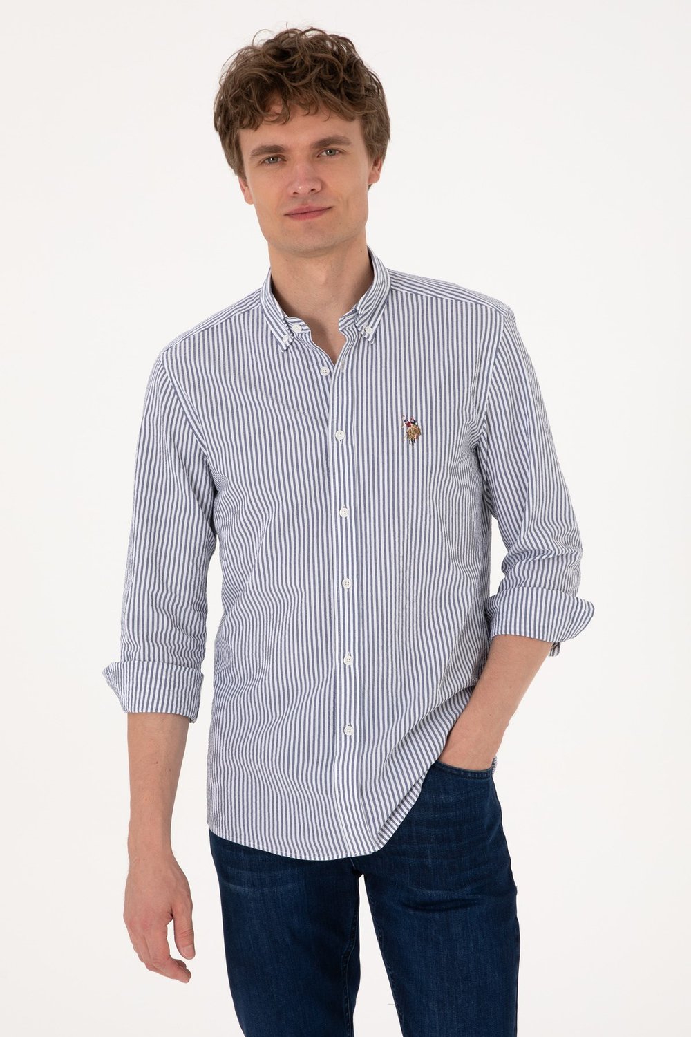 U.s. Polo Assn. Erkek Uzun Kollu Slim Fit %100 Pamuk Gömlek 2103065