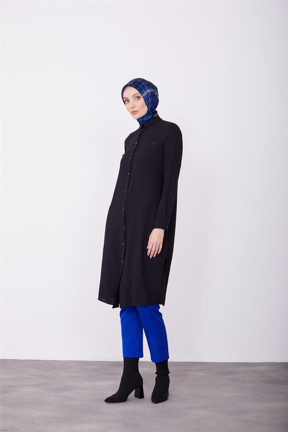 Uzun Kollu Logolu Tunik 23kh411 Siyah