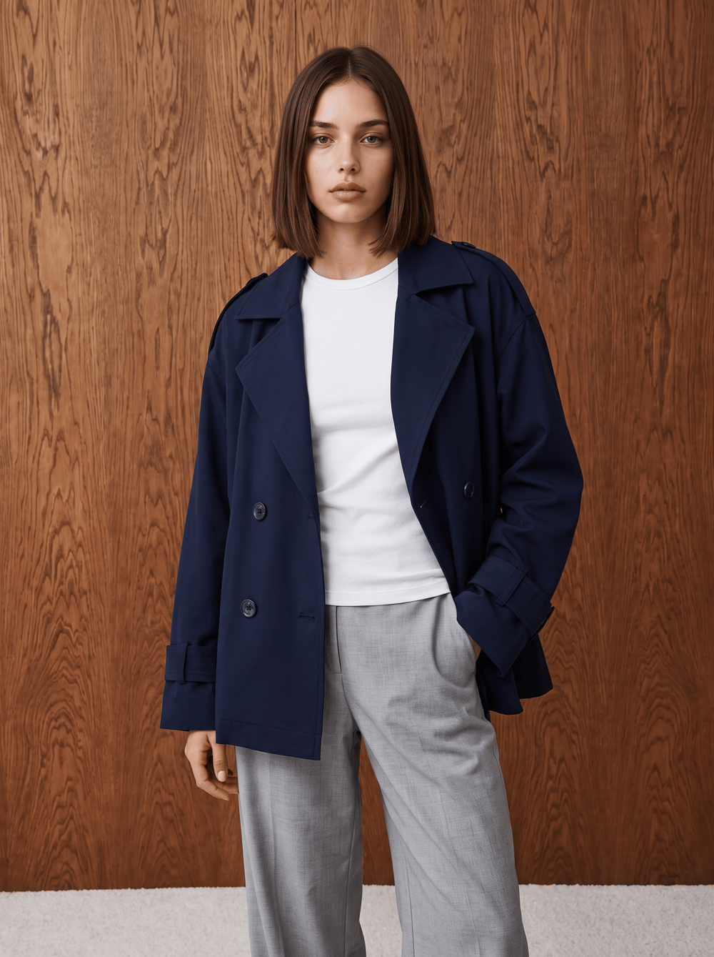 26K1086 KRUVAZE KISA TRENÇKOT