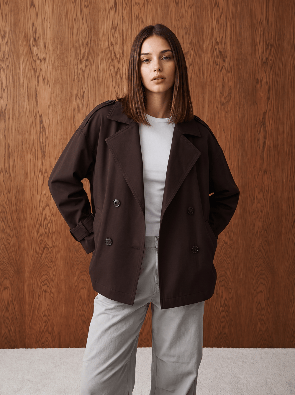 26K1086 KRUVAZE KISA TRENÇKOT