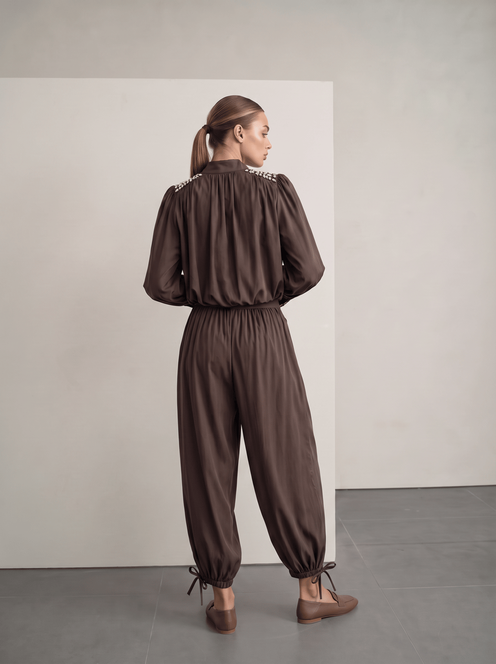 TAŞ DETAYLI MONT&ARKASI LASTİKLİ  PANTOLON TAKIM