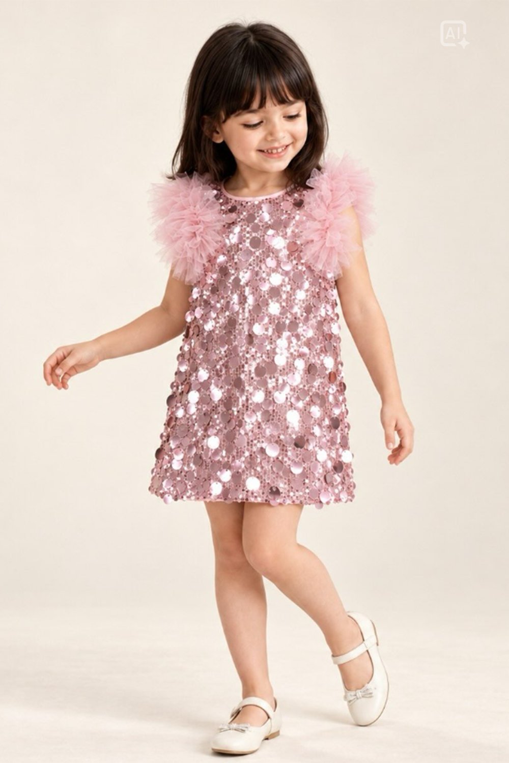 Sparkle Tütülü Pul Payet Parti Elbisesi - Pembe