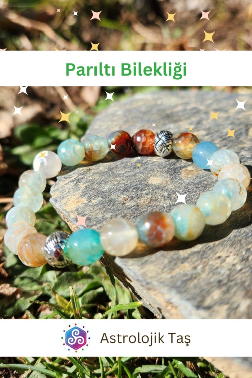 Doğal Taş Parıltı Bilekliği Akik Taşı - Sertifikalı Mutluluk- Stres - Konsantrasyon