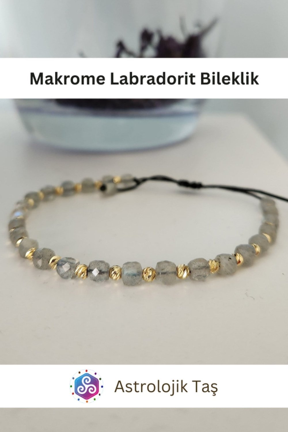 Labradorit Doğal Taş Faset Küp Kesim 4mm Makrome Bileklik