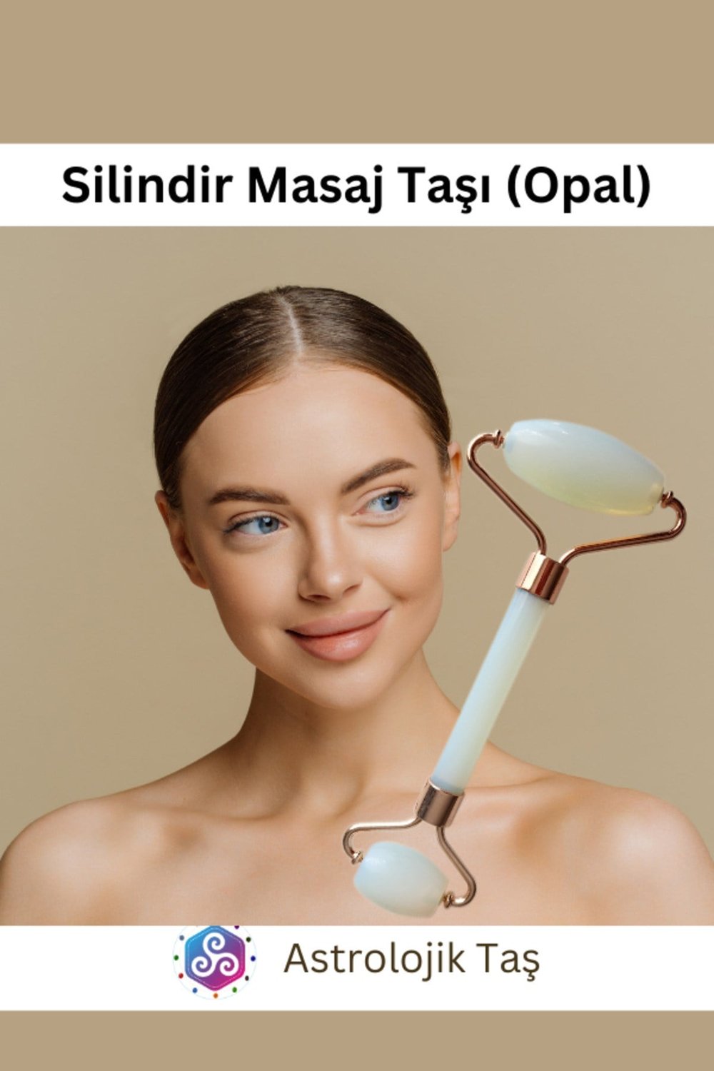 Opal Doğal Taş Yüz Masaj Silindiri (Roz Face Roller)