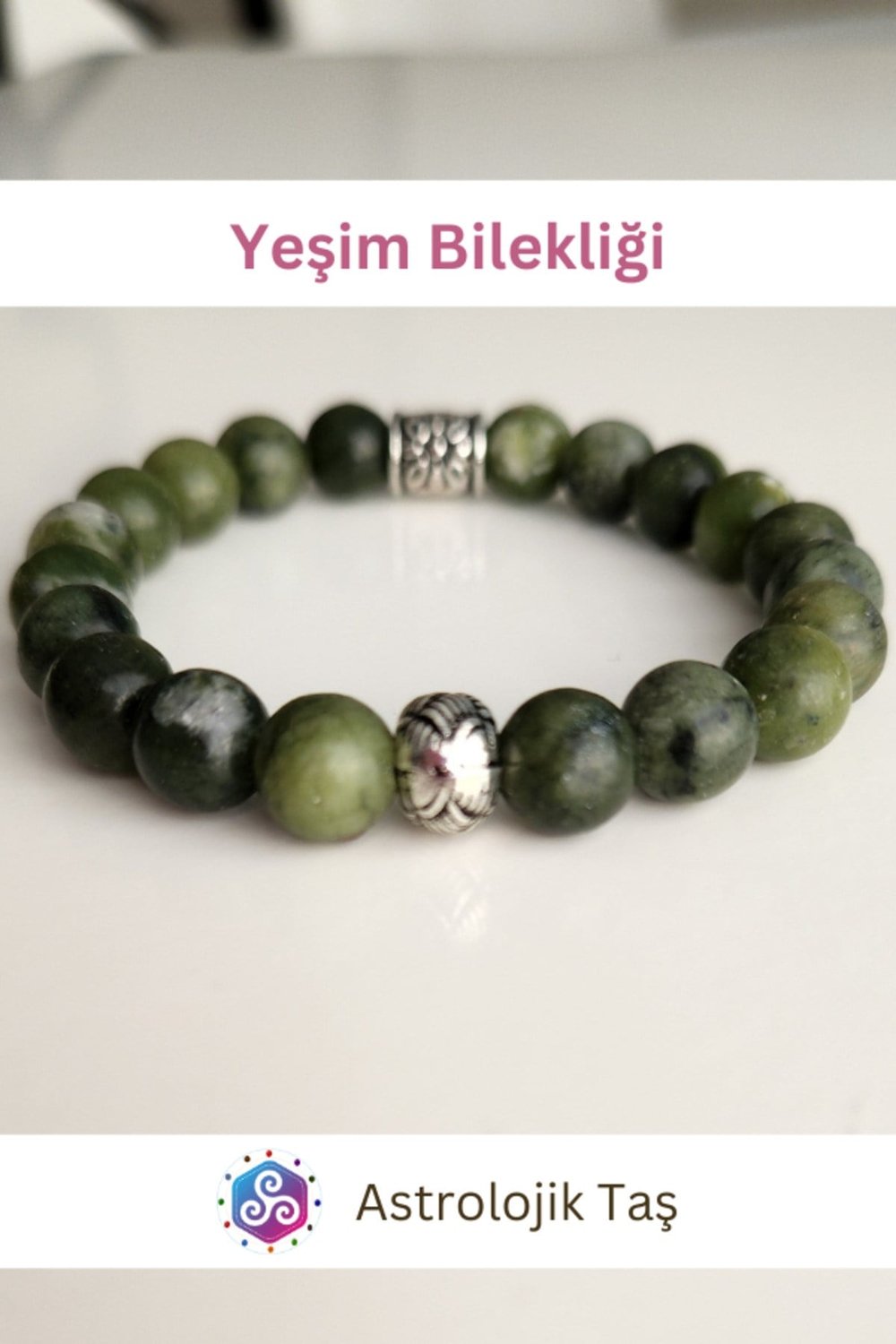 Sertifikalı Doğal Taş Yeşim Bilekliği