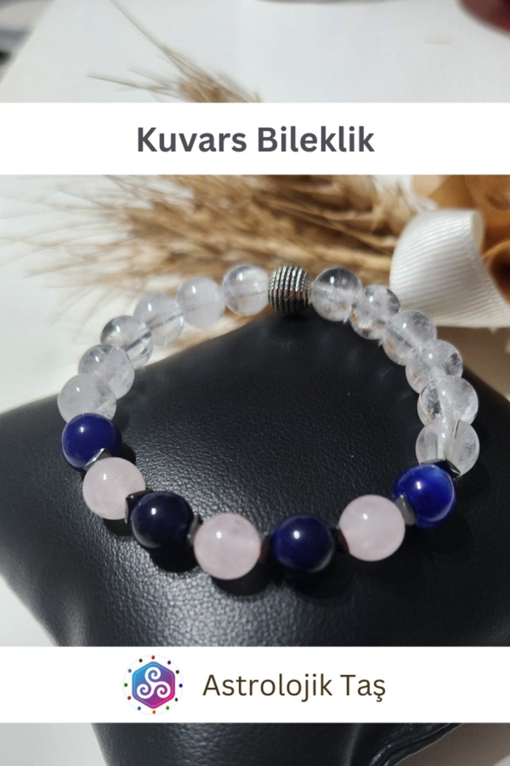 Sertifikalı Kuvars Doğal Taş Bileklik (Pembe Kuvars & Kristal Kuvars)