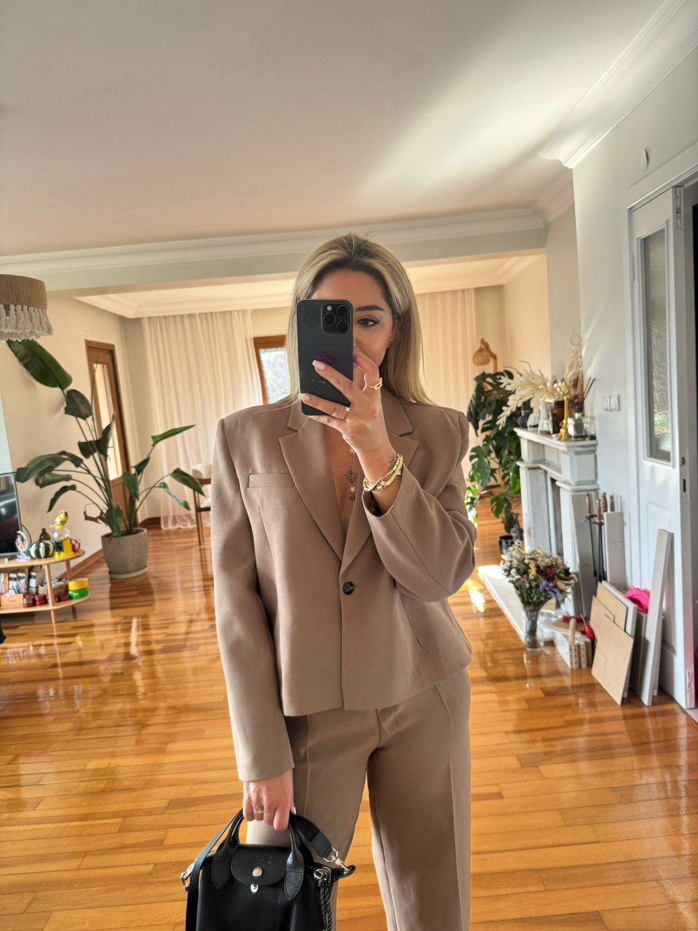 Kahverengi ceket pantolon takım