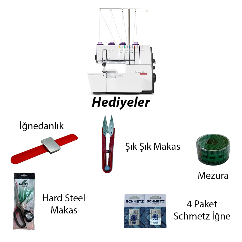 Bernette B68 Havalı Overlok ve Reçme MakinesiBernetteTopcular MakinaReçme ve Overlok Makineleri