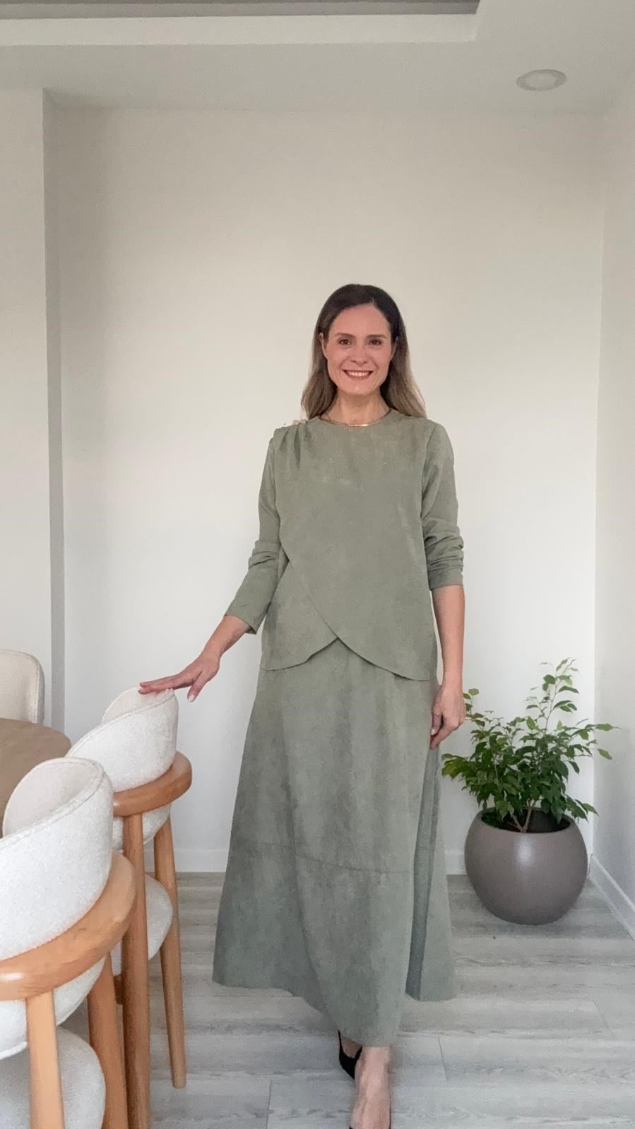 İthal Süet Tunikli Elbise