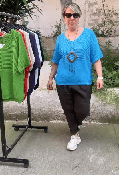 merserize yarım kollu bluz