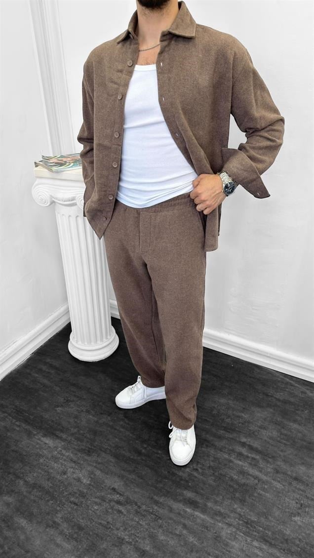 Kaşmir Gömlekli Baggy Takım Kahverengi