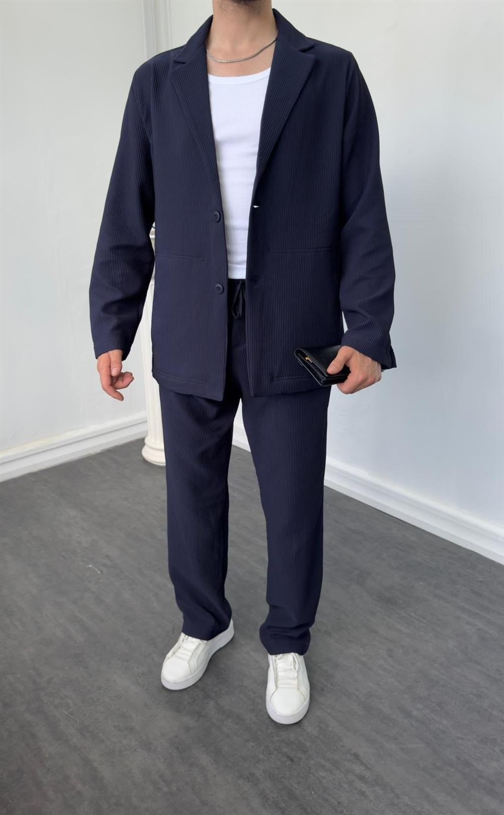 MR Oversize Premium Ceketli Takım Lacivert