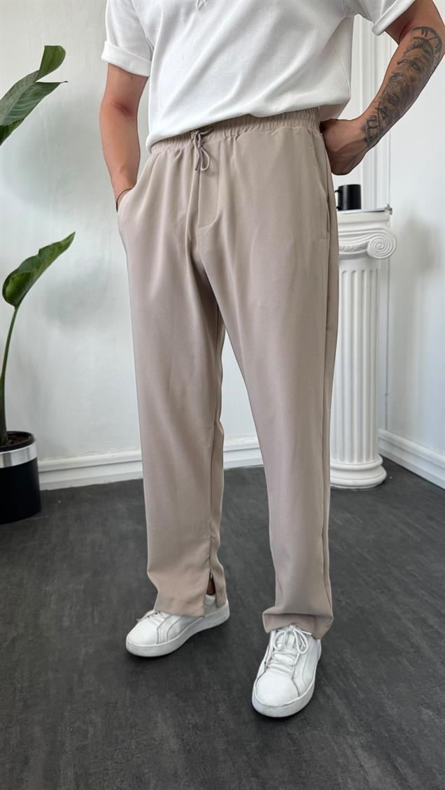 MR Paça Fermuarlı Baggy Jogger Krem
