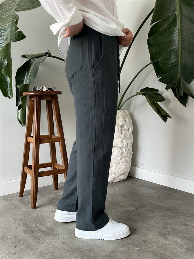 Müslim Kumaş Baggy Pantolon Küf Yeşili
