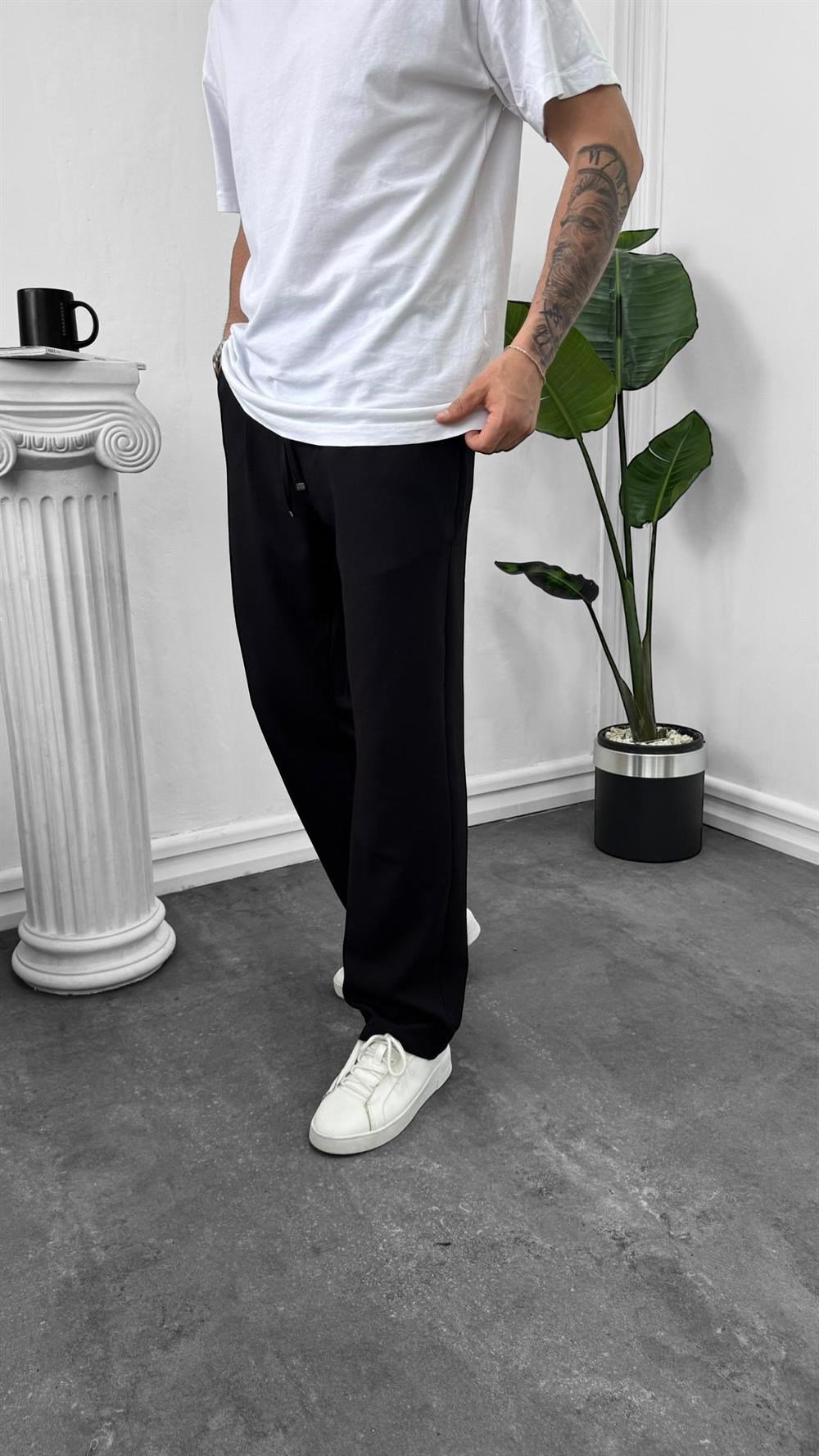 SW Pileli Baggy Jogger Siyah