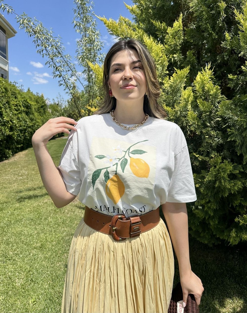 Amalfi Limonlu Beyaz Tişört