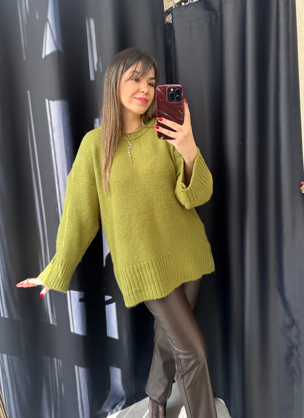 Yağ Yeşili Basic Kazak 