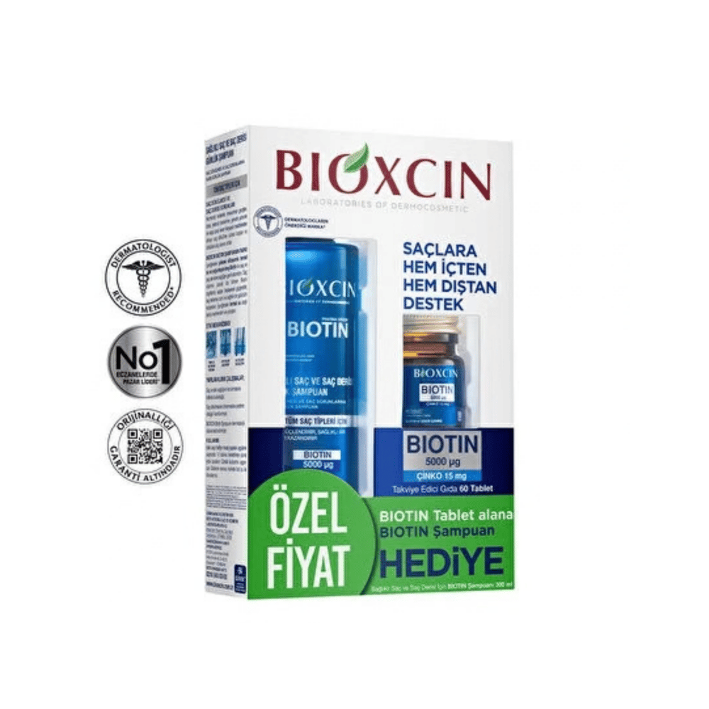 Bioxcin Biotin 5000 mg Çinko 15 mg ALANA Biotin Şampuan 300 ml HEDİYE
