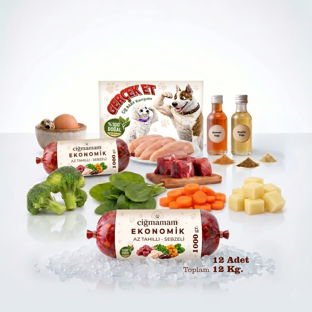 Ekonomik Barf Köpek Maması 12 Kg - 1000 g x 12