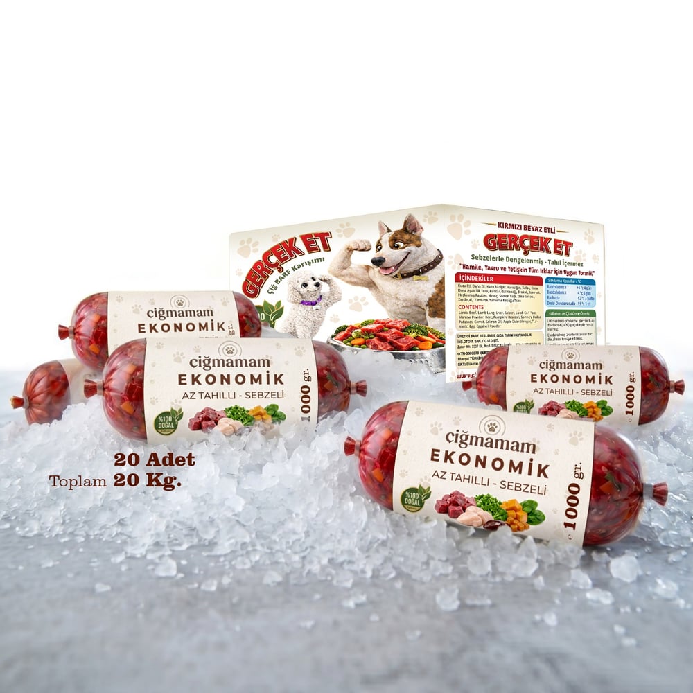 Ekonomik Barf Köpek Maması 20 Kg - 1000 g x 20