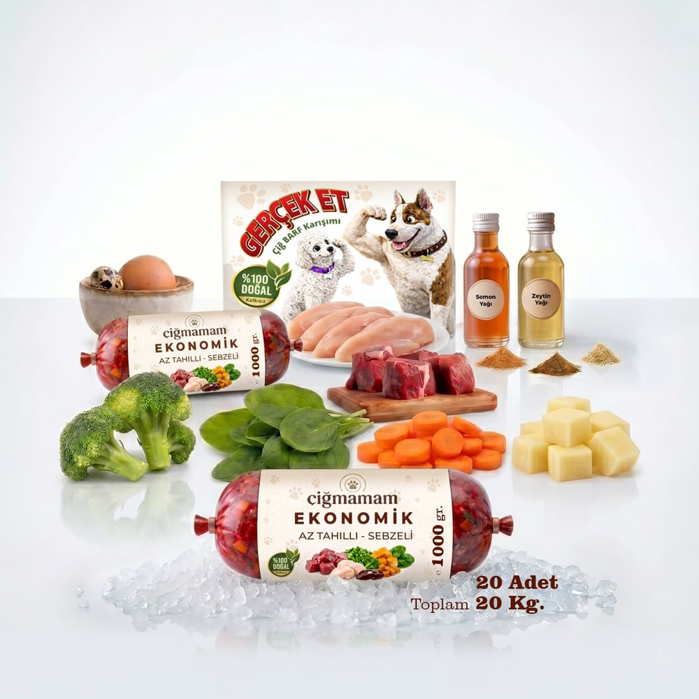 Ekonomik Barf Köpek Maması 20 Kg - 1000 g x 20